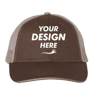 Valucap Sandwich Trucker Cap, Brown / Khaki / Khaki, Front view, Mockup