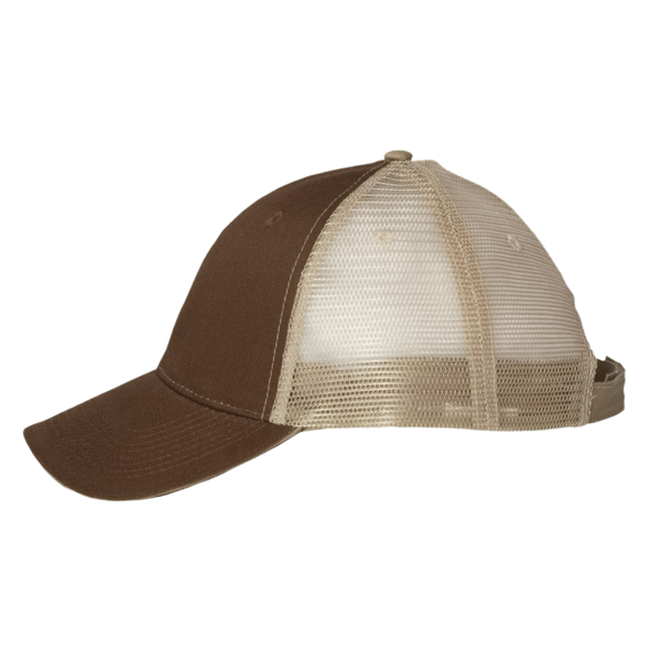 Valucap Sandwich Trucker Cap, Brown / Khaki / Khaki, Left Side view