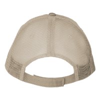 Valucap Sandwich Trucker Cap, Green Camo / Tan / Tan, Back view