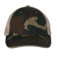 Valucap Sandwich Trucker Cap, Green Camo / Tan / Tan, Front view