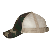 Valucap Sandwich Trucker Cap, Green Camo / Tan / Tan, Left Side view