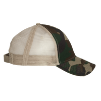 Valucap Sandwich Trucker Cap, Green Camo / Tan / Tan, Right Side view
