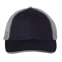 Valucap Sandwich Trucker Cap, Navy / Grey / Grey, Front view