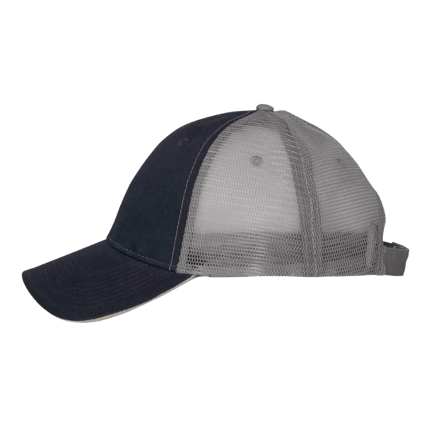 Valucap Sandwich Trucker Cap, Navy / Grey / Grey, Left Side view