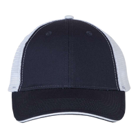 Valucap Sandwich Trucker Cap, Navy / White / White, Front view