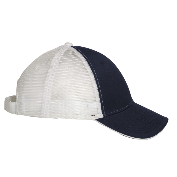 Valucap Sandwich Trucker Cap, Navy / White / White, Right Side view