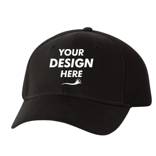 Valucap Spacer Mesh-Back Cap, Black / Black, Front view, Mockup