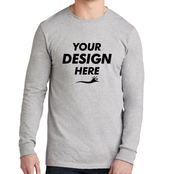 Volunteer Knitwear All American Long Sleeve Tee, Athletic Heather, Front view, Mockup