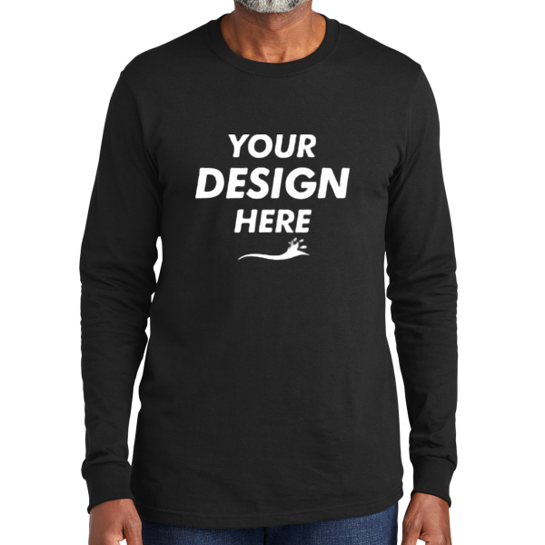 Volunteer Knitwear All American Long Sleeve Tee, Deep Black, Front view, Mockup