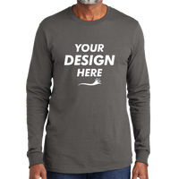 Volunteer Knitwear All American Long Sleeve Tee, Grey Steel, Front view, Mockup