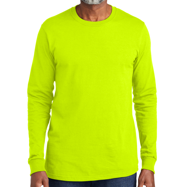 Volunteer Knitwear All American Long Sleeve Tee, Safety Green, Front view