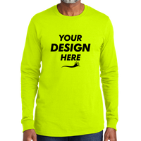 Volunteer Knitwear All American Long Sleeve Tee, Safety Green, Front view, Mockup