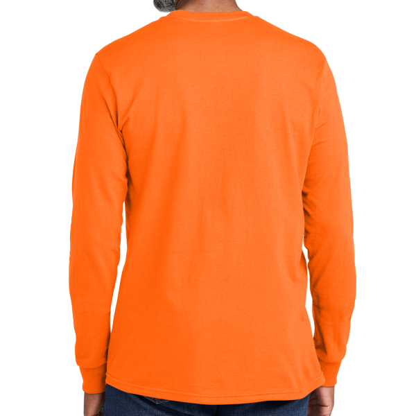 Volunteer Knitwear All American Long Sleeve Tee, Safety Orange, Back view