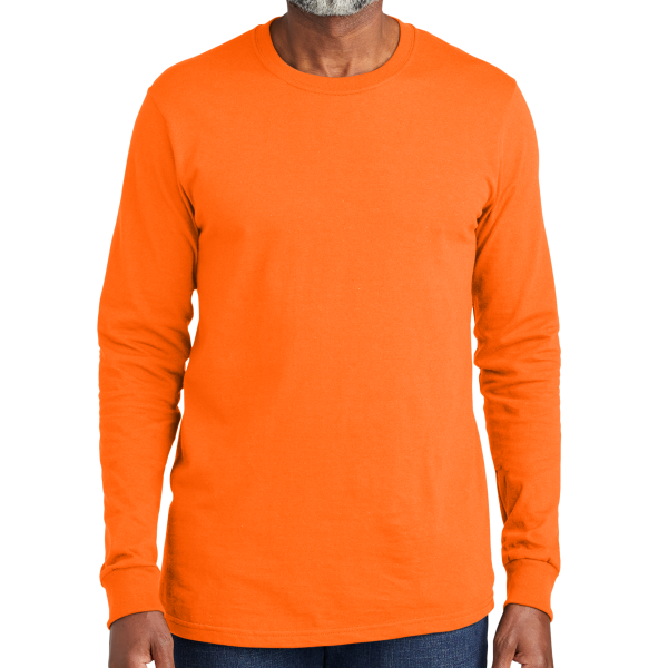 Volunteer Knitwear All American Long Sleeve Tee, Safety Orange, Front view