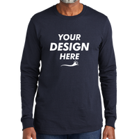 Volunteer Knitwear All American Long Sleeve Tee, Strong Navy, Front view, Mockup