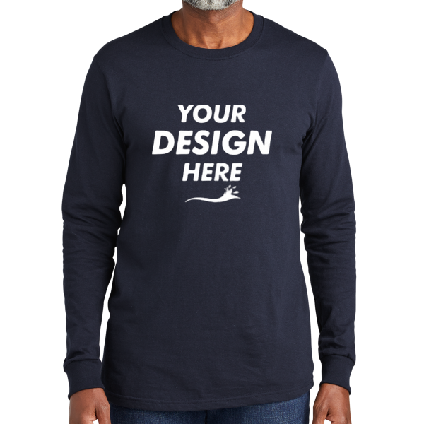Volunteer Knitwear All American Long Sleeve Tee, Strong Navy, Front view, Mockup