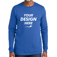 Volunteer Knitwear All American Long Sleeve Tee, True Royal, Front view, Mockup
