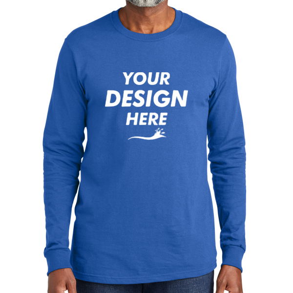 Volunteer Knitwear All American Long Sleeve Tee, True Royal, Front view, Mockup