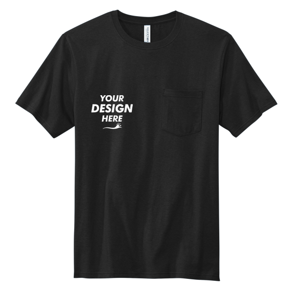 Volunteer Knitwear All American Pocket Tee, Deep Black, Front view, Mockup