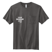 Volunteer Knitwear All American Pocket Tee, Grey Steel, Front view, Mockup