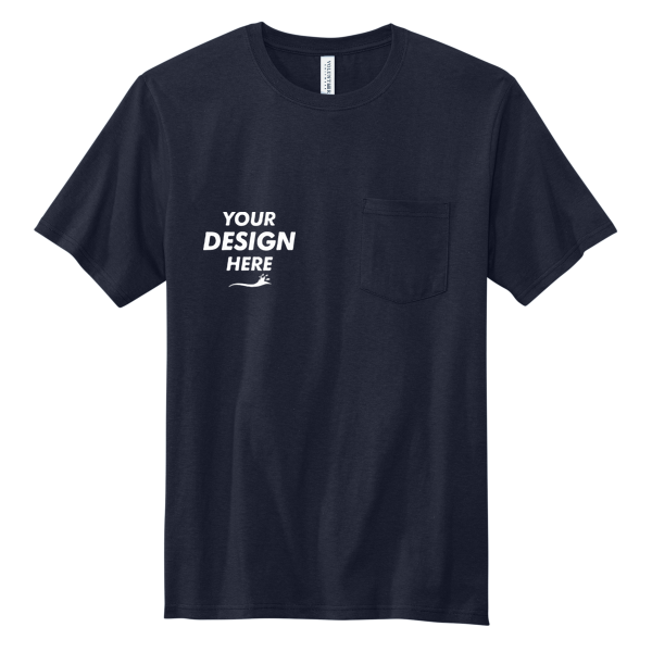 Volunteer Knitwear All American Pocket Tee, Strong Navy, Front view, Mockup