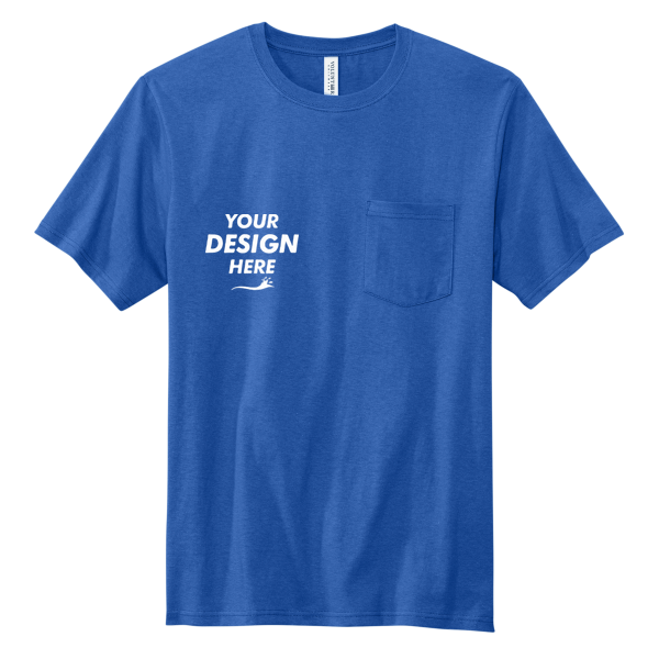 Volunteer Knitwear All American Pocket Tee, True Royal, Front view, Mockup