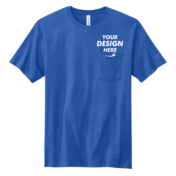 Volunteer Knitwear All American Pocket Tee, True Royal, Front view, Mockup