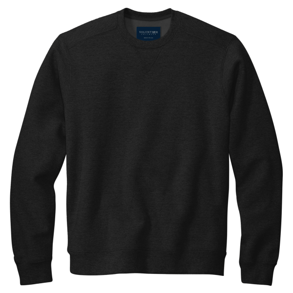 Volunteer Knitwear Chore Fleece Crewneck, Deep Black, Front view