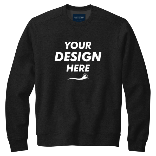 Volunteer Knitwear Chore Fleece Crewneck, Deep Black, Front view, Mockup