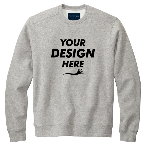 Volunteer Knitwear Chore Fleece Crewneck, Heather Grey, Front view, Mockup