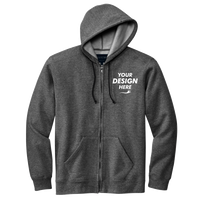 Volunteer Knitwear Chore Fleece Full Zip Hoodie, Charcoal Heather, Front view, Mockup