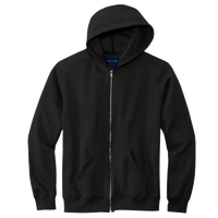 Volunteer Knitwear Chore Fleece Full Zip Hoodie, Deep Black, Front view