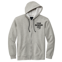 Volunteer Knitwear Chore Fleece Full Zip Hoodie, Heather Grey, Front view, Mockup