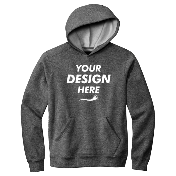 Volunteer Knitwear Chore Fleece Pullover Hoodie, Charcoal Heather, Front view, Mockup