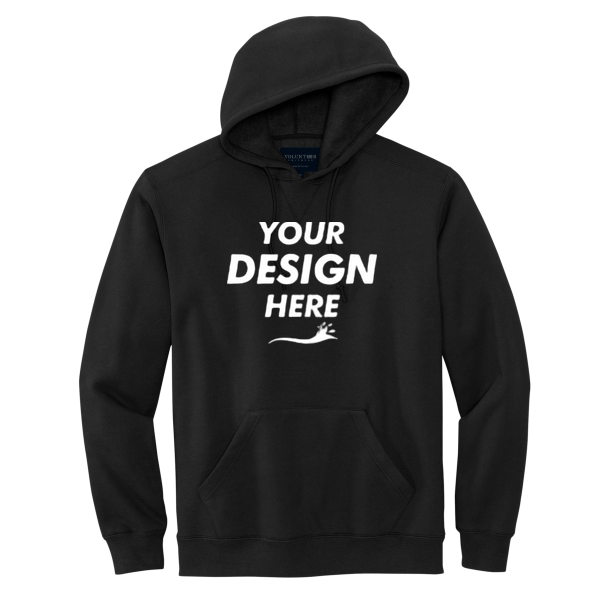 Volunteer Knitwear Chore Fleece Pullover Hoodie, Deep Black, Front view, Mockup