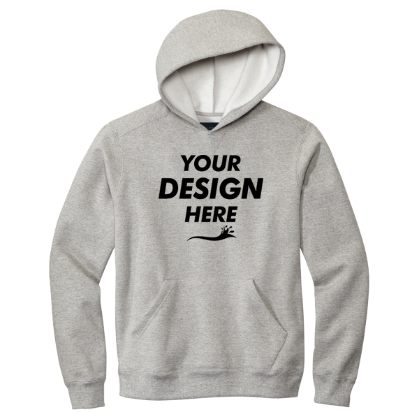 Volunteer Knitwear Chore Fleece Pullover Hoodie, Heather Grey, Front view, Mockup