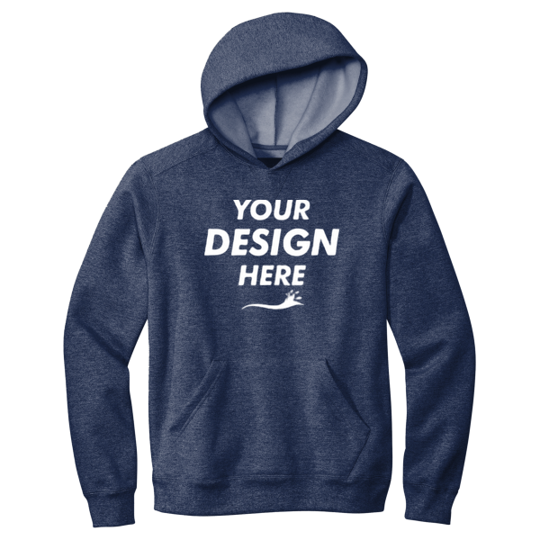 Volunteer Knitwear Chore Fleece Pullover Hoodie, Strong Navy Heather, Front view, Mockup
