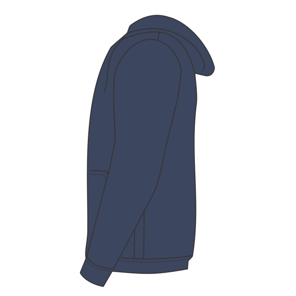 Volunteer Knitwear Chore Fleece Pullover Hoodie, Strong Navy Heather, Left Sleeve view
