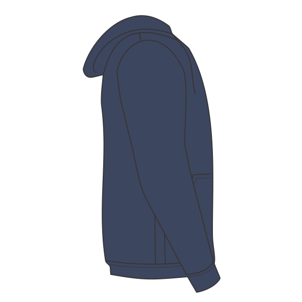 Volunteer Knitwear Chore Fleece Pullover Hoodie, Strong Navy Heather, Right Sleeve view