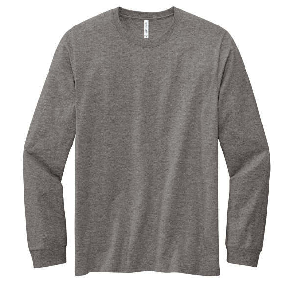 Volunteer Knitwear Chore Long Sleeve Tee, Dark Heather Grey, Front view