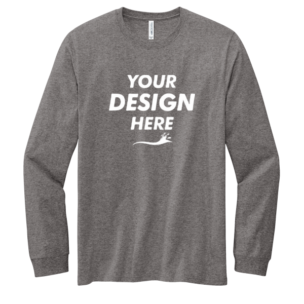 Volunteer Knitwear Chore Long Sleeve Tee, Dark Heather Grey, Front view, Mockup