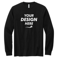 Volunteer Knitwear Chore Long Sleeve Tee, Deep Black, Front view, Mockup