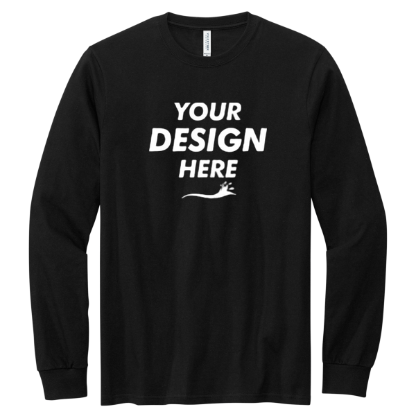 Volunteer Knitwear Chore Long Sleeve Tee, Deep Black, Front view, Mockup