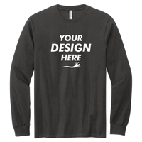 Volunteer Knitwear Chore Long Sleeve Tee, Grey Steel, Front view, Mockup