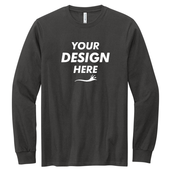 Volunteer Knitwear Chore Long Sleeve Tee, Grey Steel, Front view, Mockup