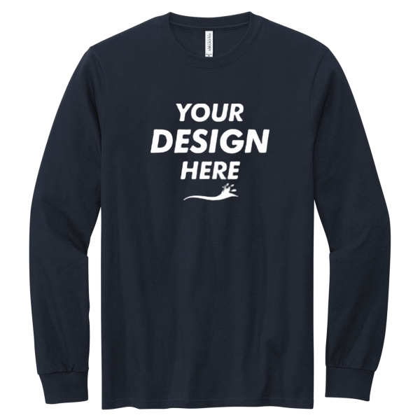 Volunteer Knitwear Chore Long Sleeve Tee, Strong Navy, Front view, Mockup