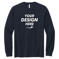 Volunteer Knitwear Chore Long Sleeve Tee, Strong Navy, Front view, Mockup
