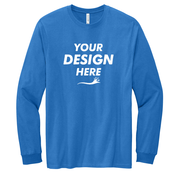 Volunteer Knitwear Chore Long Sleeve Tee, True Royal, Front view, Mockup