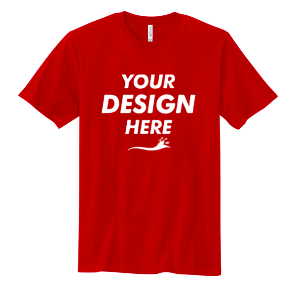 Volunteer Knitwear Chore Tee, Flag Red, Front view, Mockup