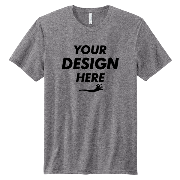 Volunteer Knitwear Tri Tee, Grey Heather, Front view, Mockup